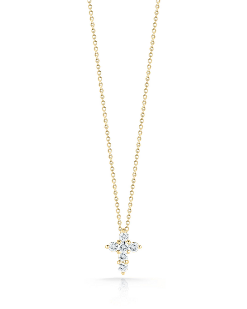 Roberto Coin 18K Yellow Gold Tiny Diamond Cross Necklace
