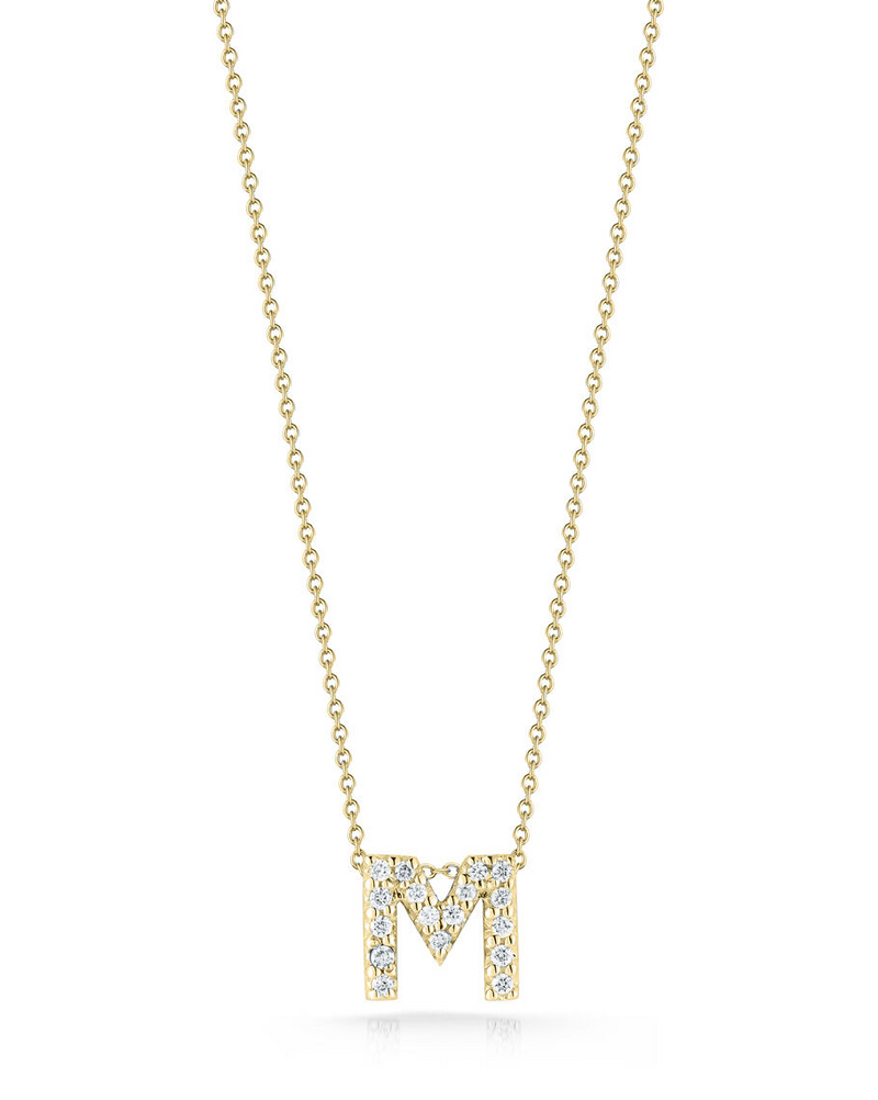Roberto Coin 18K Yellow Gold Tiny Treasure Letter M Diamond Necklace