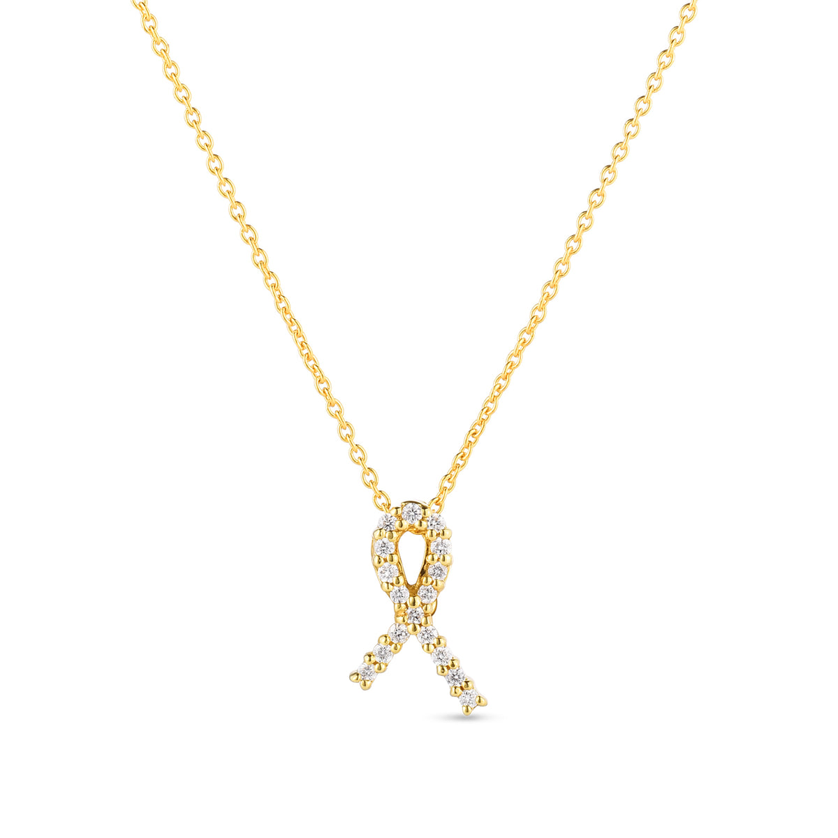 Roberto Coin 18K Yellow Gold Tiny Treasures Ribbon Of Hope Necklace