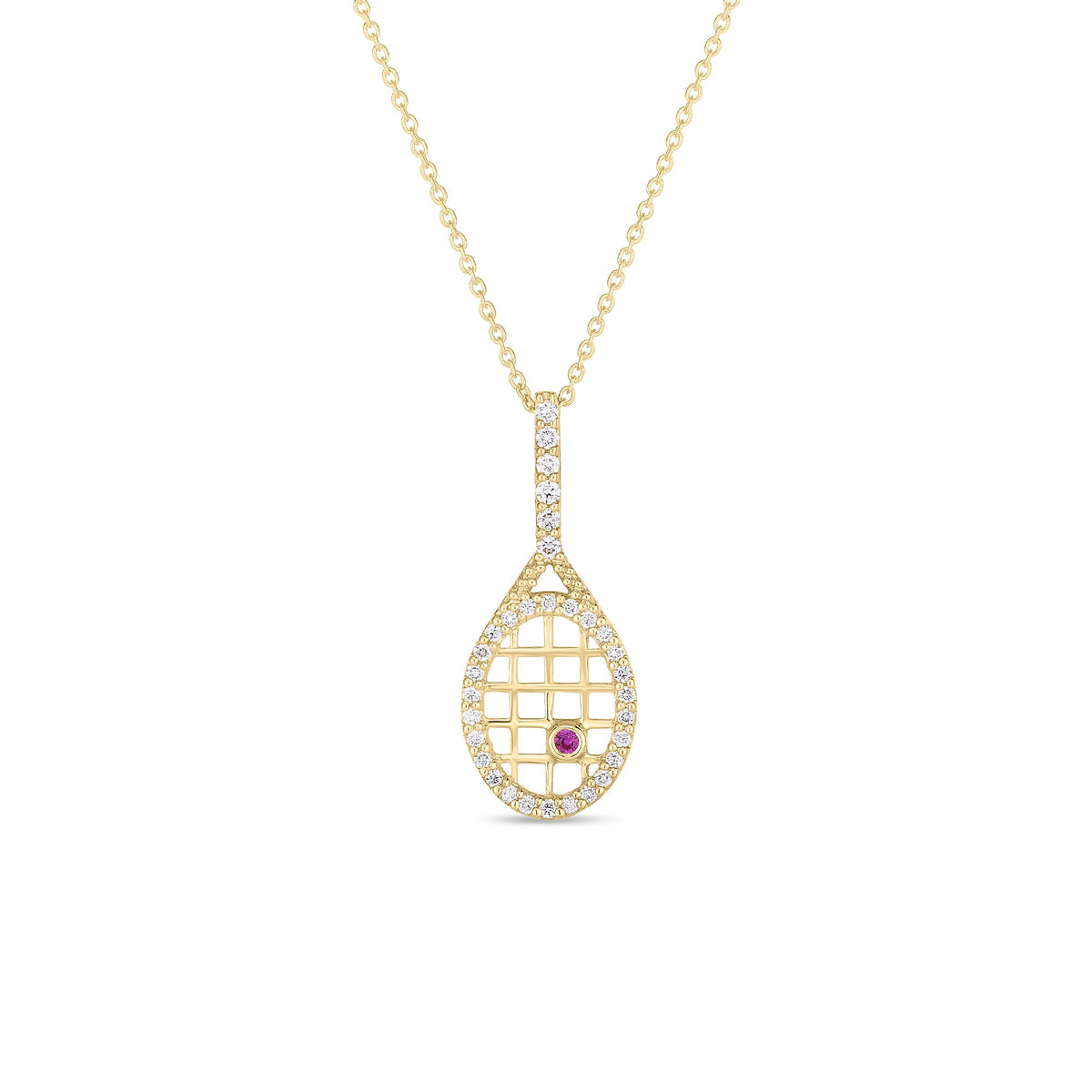 Roberto Coin 18K Yellow Gold Tiny Treasures Tennis Racket Necklace