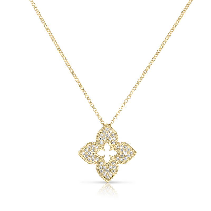 Roberto Coin 18K Yellow Gold Venetian Princess Flower Diamond Necklace