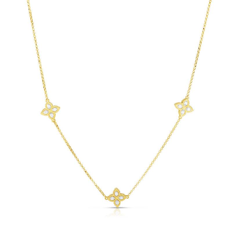 Roberto Coin 18K Yellow/White Gold Princess Flower Diamond Station Necklace