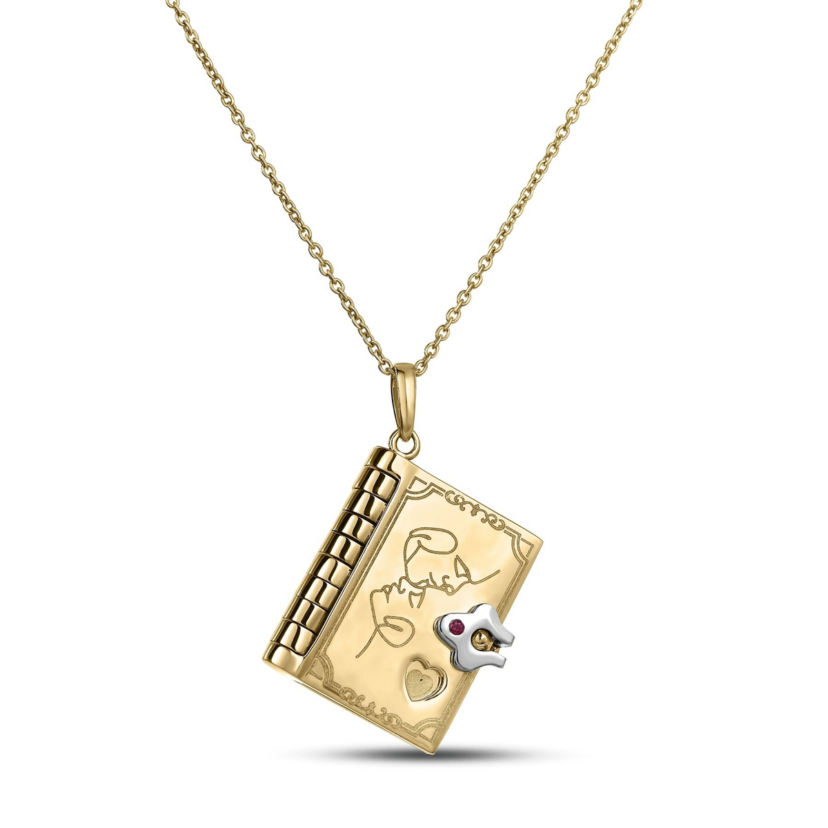 Roberto Coin 18K Yellow/White Gold Tiny Treasures Love Story Book Necklace