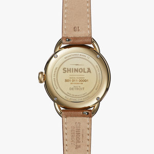 Shinola Runabout Silver & Gold 36mm Bourbon Strap Watch 20266188