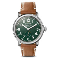 Shinola 41mm Runwell Green Dial Maple Aniline Leather Watch - NAGI
