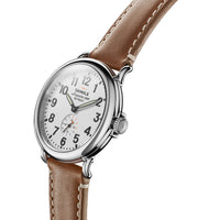Shinola Runwell White Dial 41MM Tan Leather Watch - NAGI
