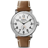 Shinola Runwell White Dial 41MM Tan Leather Watch - NAGI