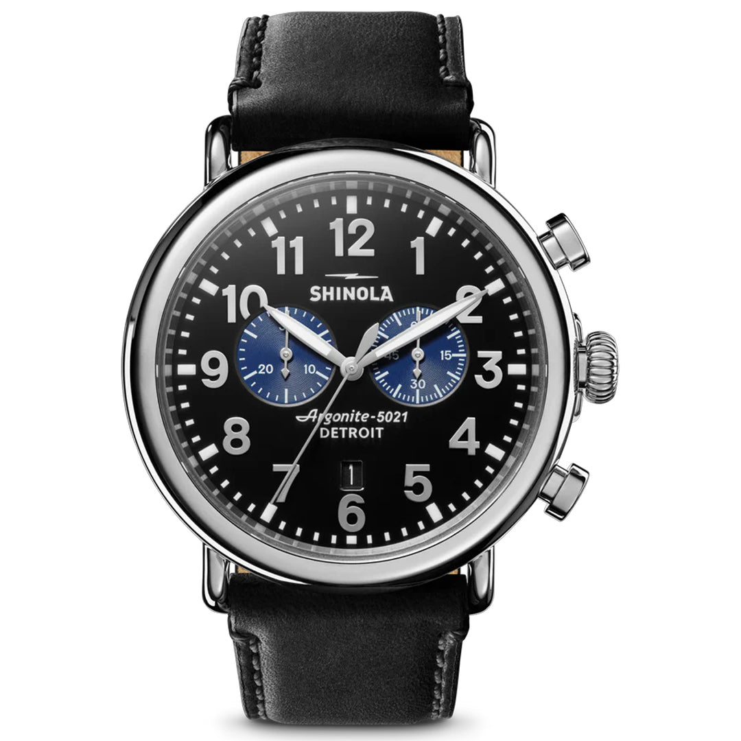 Shinola 47MM Black & Blue Runwell Chronograph Watch