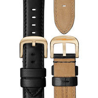 Shinola 45MM Canfield Sport Gold PVD Black Dial Leather Watch - NAGI