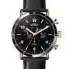 Shinola 45MM Canfield Sport Gold PVD Black Dial Leather Watch S0120109248