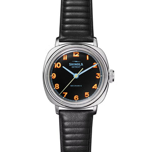 Shinola 39mm The Mechanic Watch Black Dial Original Orange S0120235328