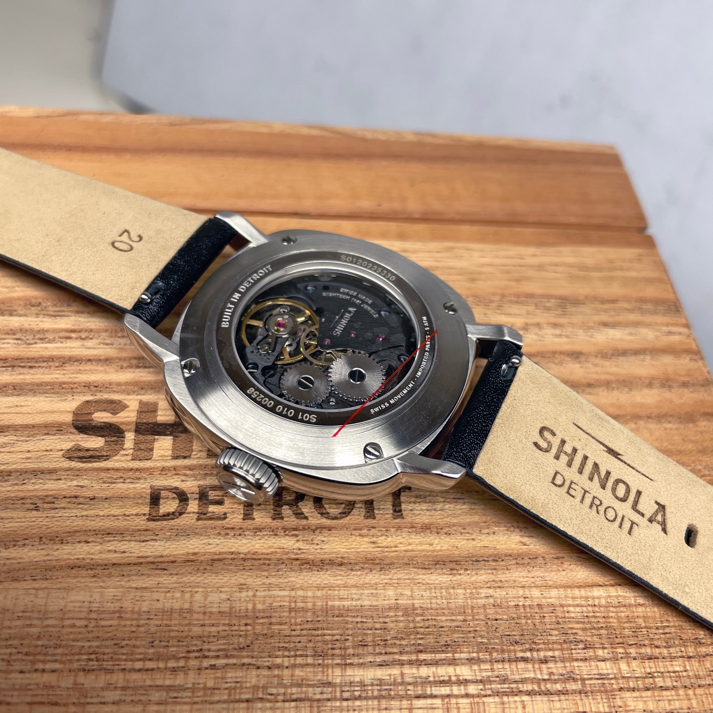 Shinola Mechanic 39mm Black Dial Blue Orange Numerals Watch S0120235330