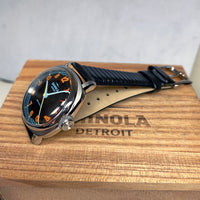 Shinola Mechanic 39mm Black Dial Blue Orange Numerals Watch S0120235330