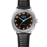 Shinola Mechanic 39mm Black Dial Blue Orange Numerals Watch S0120235330