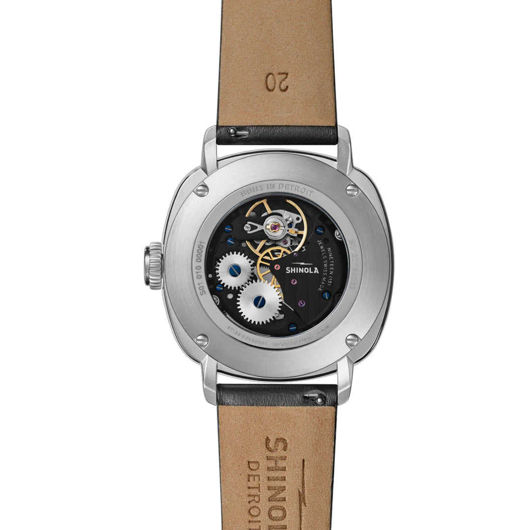 Shinola Mechanic 39mm Black Dial Blue Orange Numerals Watch S0120235330