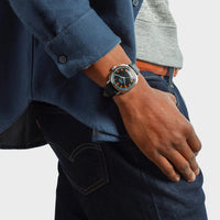 Shinola Mechanic 39mm Black Dial Blue Orange Numerals Watch S0120235330