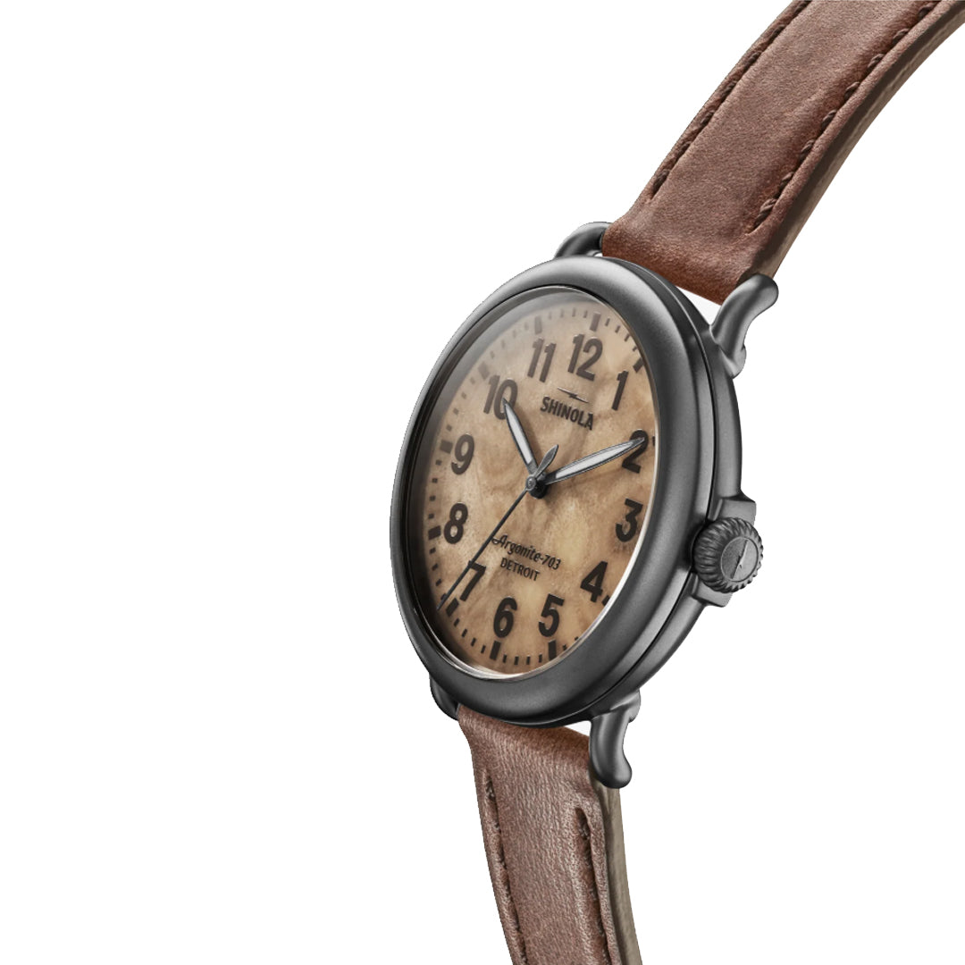 Shinola 41MM Runwell Petosky Dial Leather Strap Watch