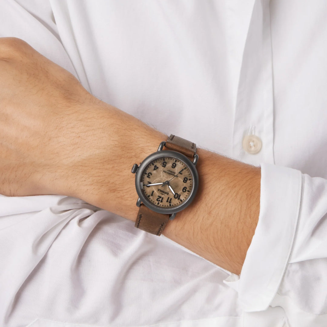 Shinola 41MM Runwell Petosky Dial Leather Strap Watch