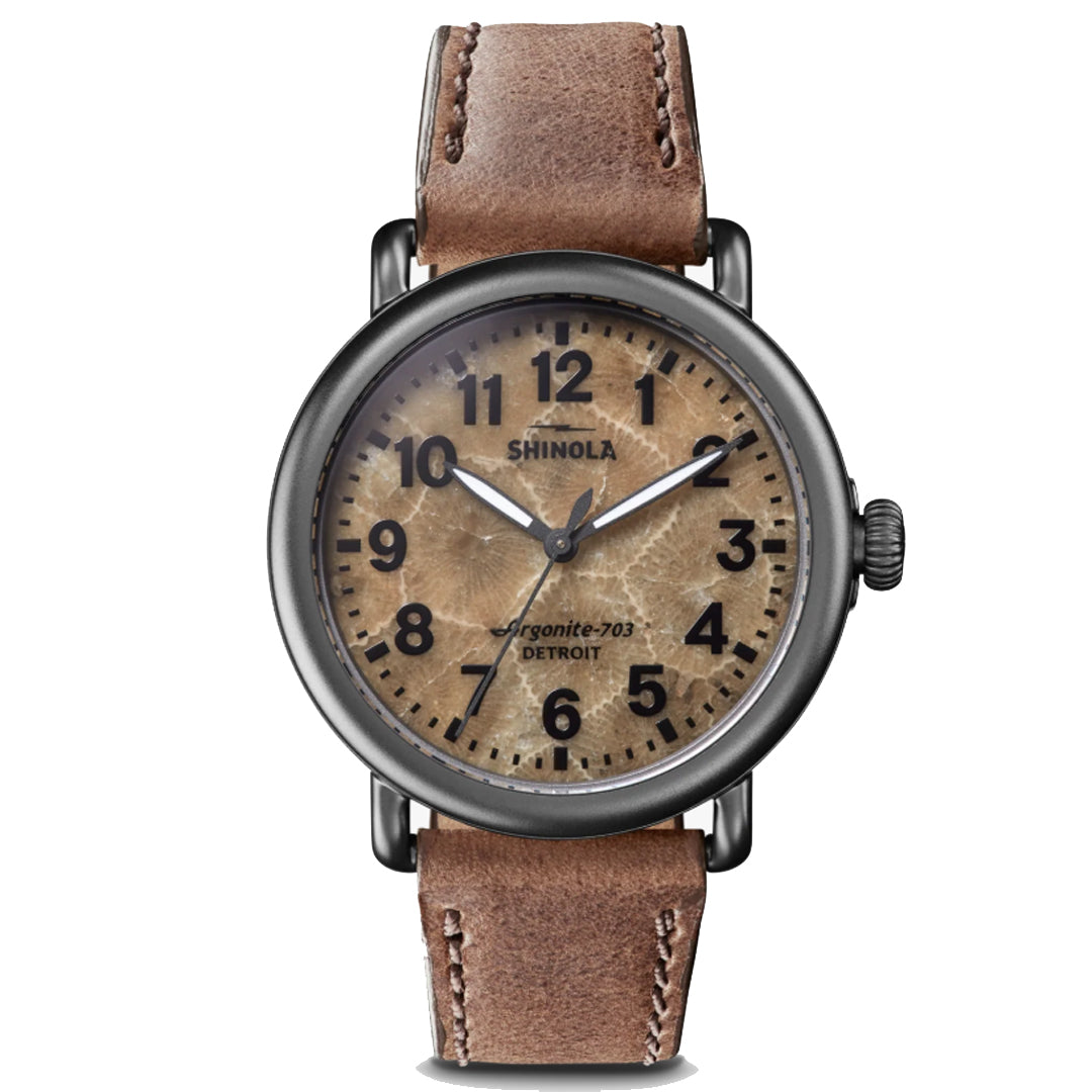 Shinola 41MM Runwell Petosky Dial Leather Strap Watch - NAGI