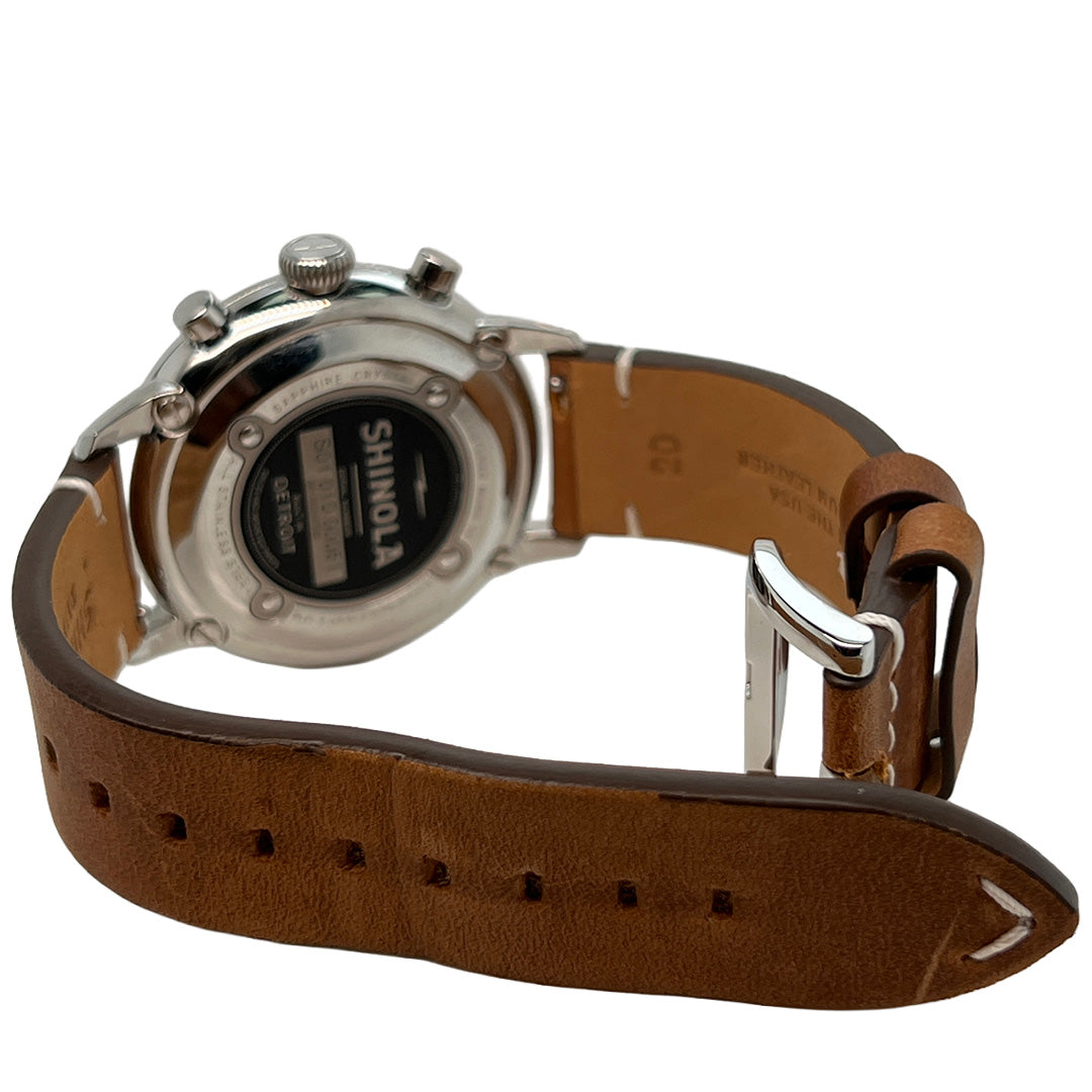 Pre-Owned Shinola Traveler 2-Eye Chronograph Yellow Dial Watch