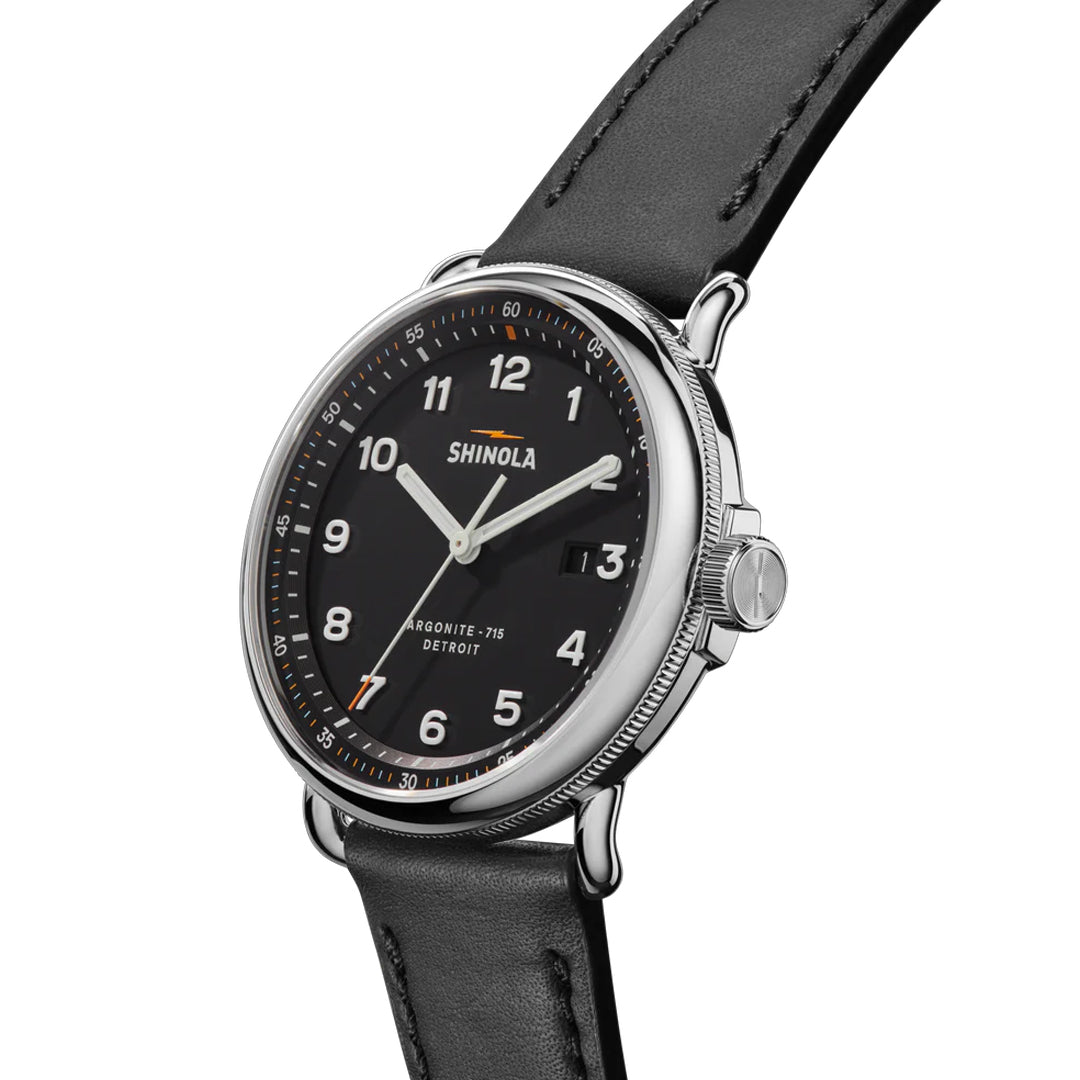 Shinola Canfield Model C56 43MM Black Dial Black Aniline Leather Watch S0120266180 - NAGI