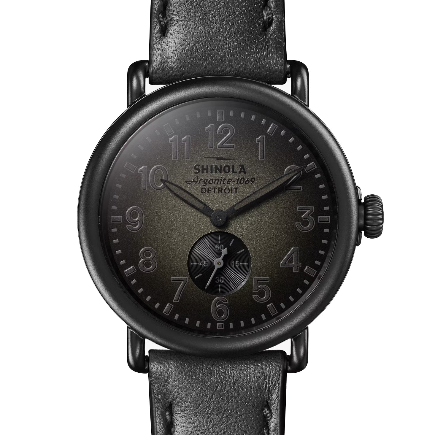 Shinola 41MM Runwell Sub second Blackout Dial Leather Watch