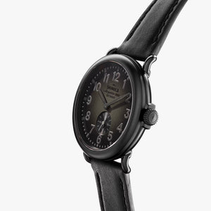 Shinola 41MM Runwell Sub second Blackout Dial Leather Watch S0120273232