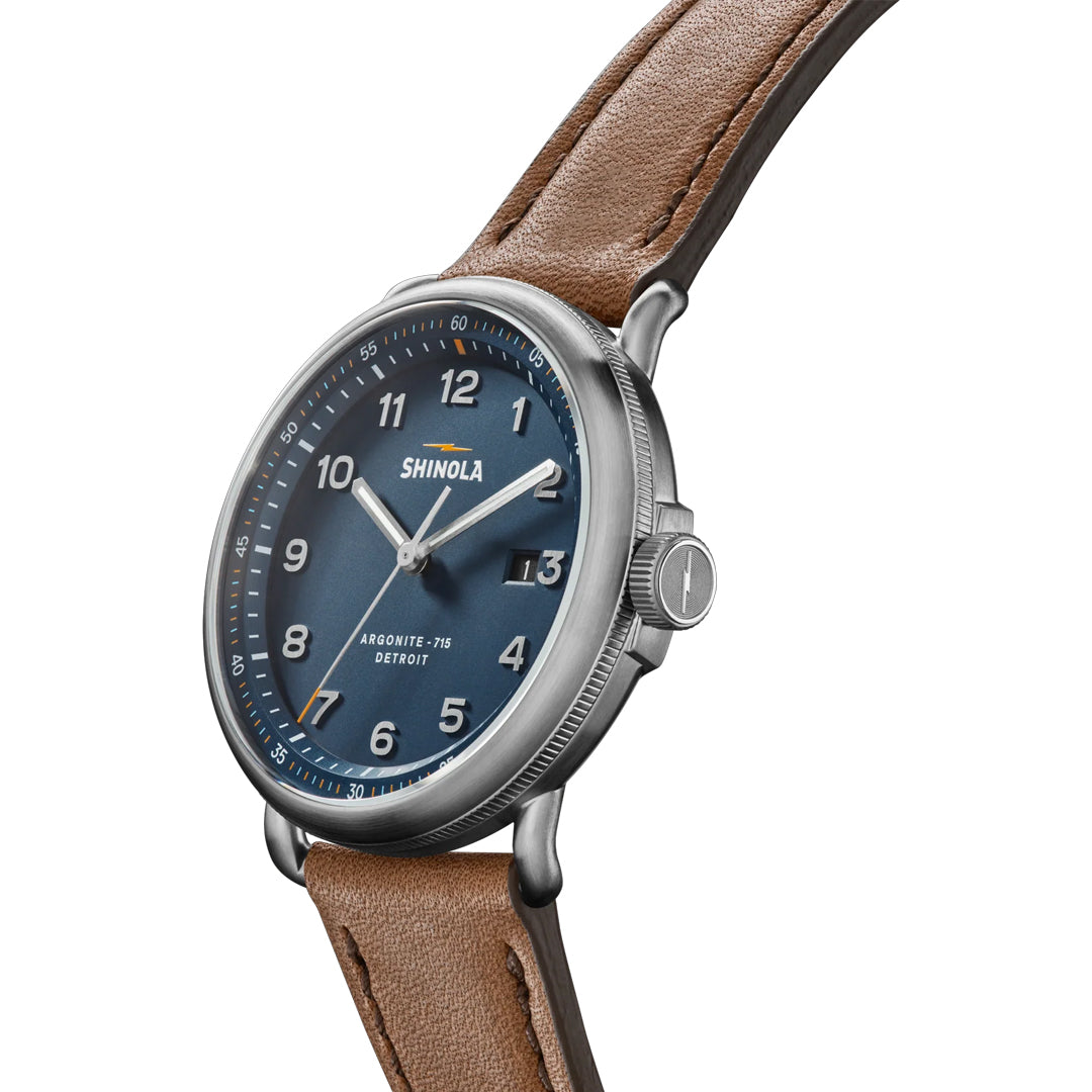 Shinola 43MM Canfield C56 Blue Dial British Leather Strap Watch - NAGI