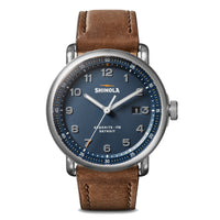 Shinola 43MM Canfield C56 Blue Dial British Leather Strap Watch - NAGI