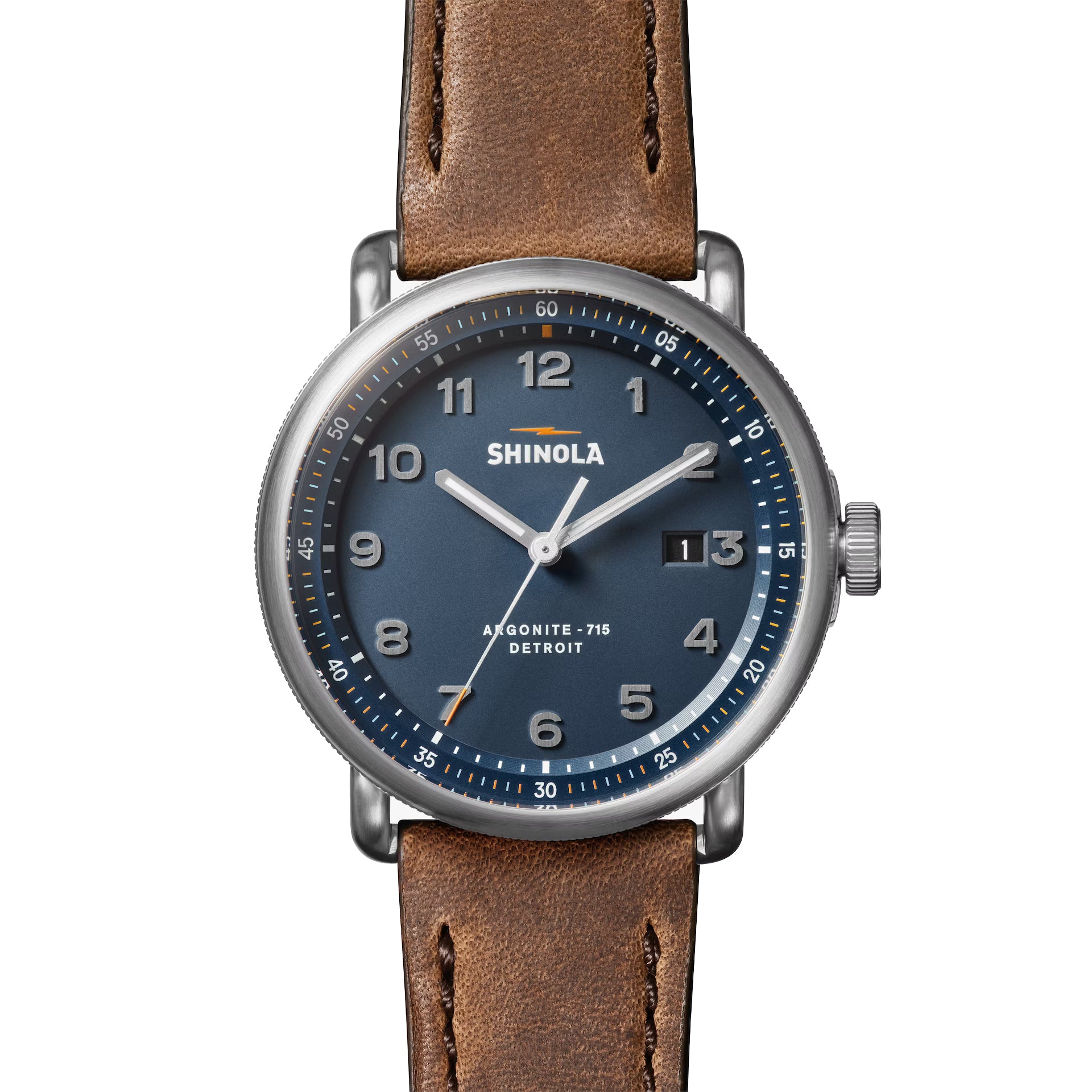 Shinola Canfield Model C56 Quartz 43MM Continental Blue Dial Leather Watch  S0120273241