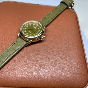 Shinola Runabout Mini 25mm Army Green Gold Watch S0120273247