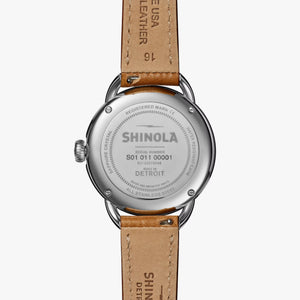 Shinola Runabout 36mm Navy Blue Watch Bourbon Strap S0120273248