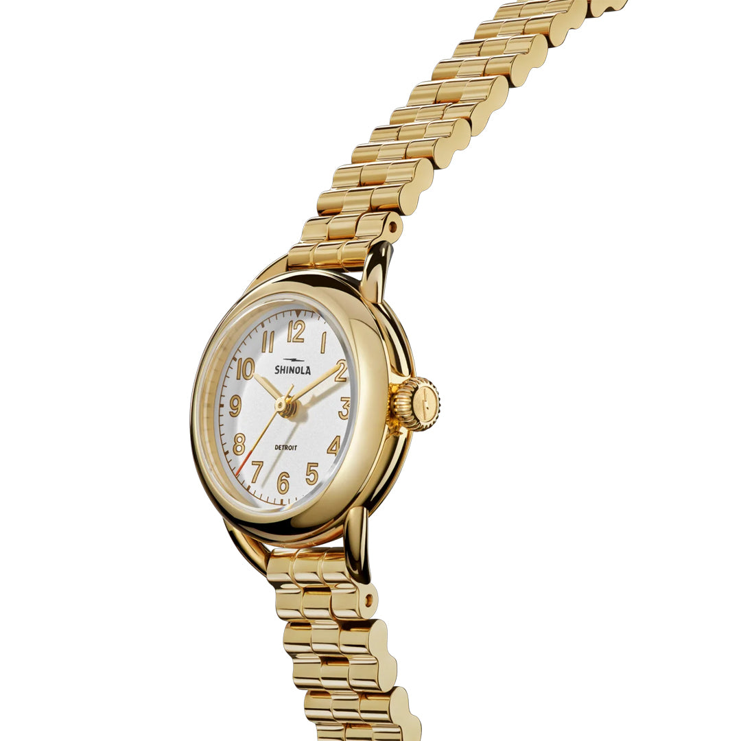 Shinola Runabout Silver Dial Gold Tone Case 25MM Watch - NAGI