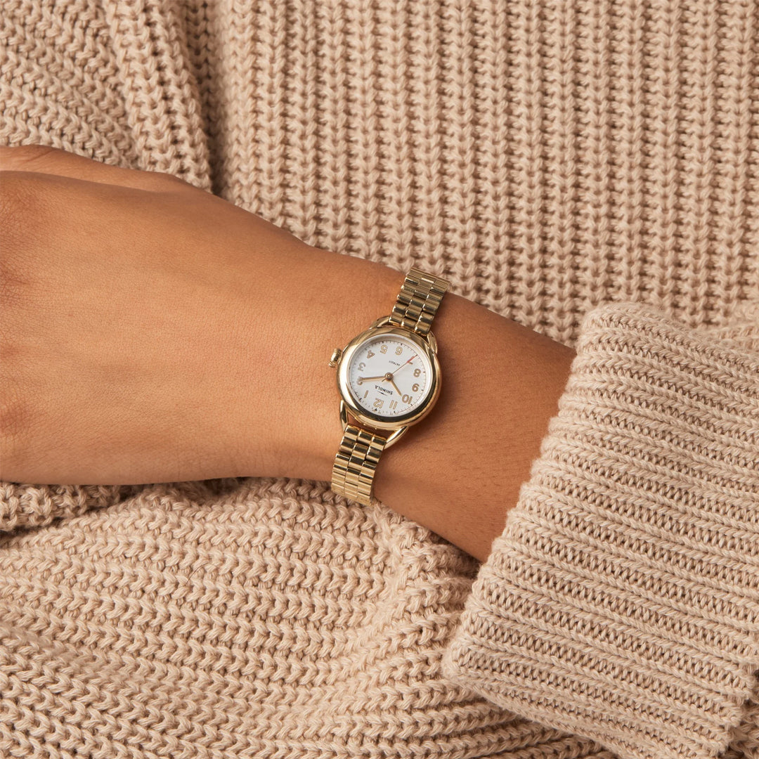 Shinola Runabout Silver Dial Gold Tone Case 25MM Watch - NAGI