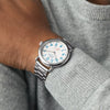Shinola 41MM Runwell Velvet Alabaster with Blue Index Steel Watch S0120282831