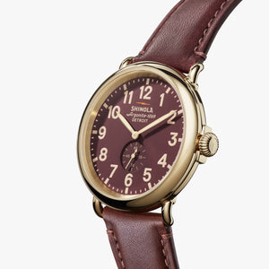 Shinola 47MM Runwell Oxblood Maroon Red Watch S0120291088