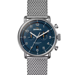 Shinola Canfield Model C56 2 Eye Chrono Quartz 43MM Continental Blue Dial Watch S0120292978