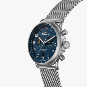 Shinola Canfield Model C56 2 Eye Chrono Quartz 43MM Continental Blue Dial Watch S0120292978