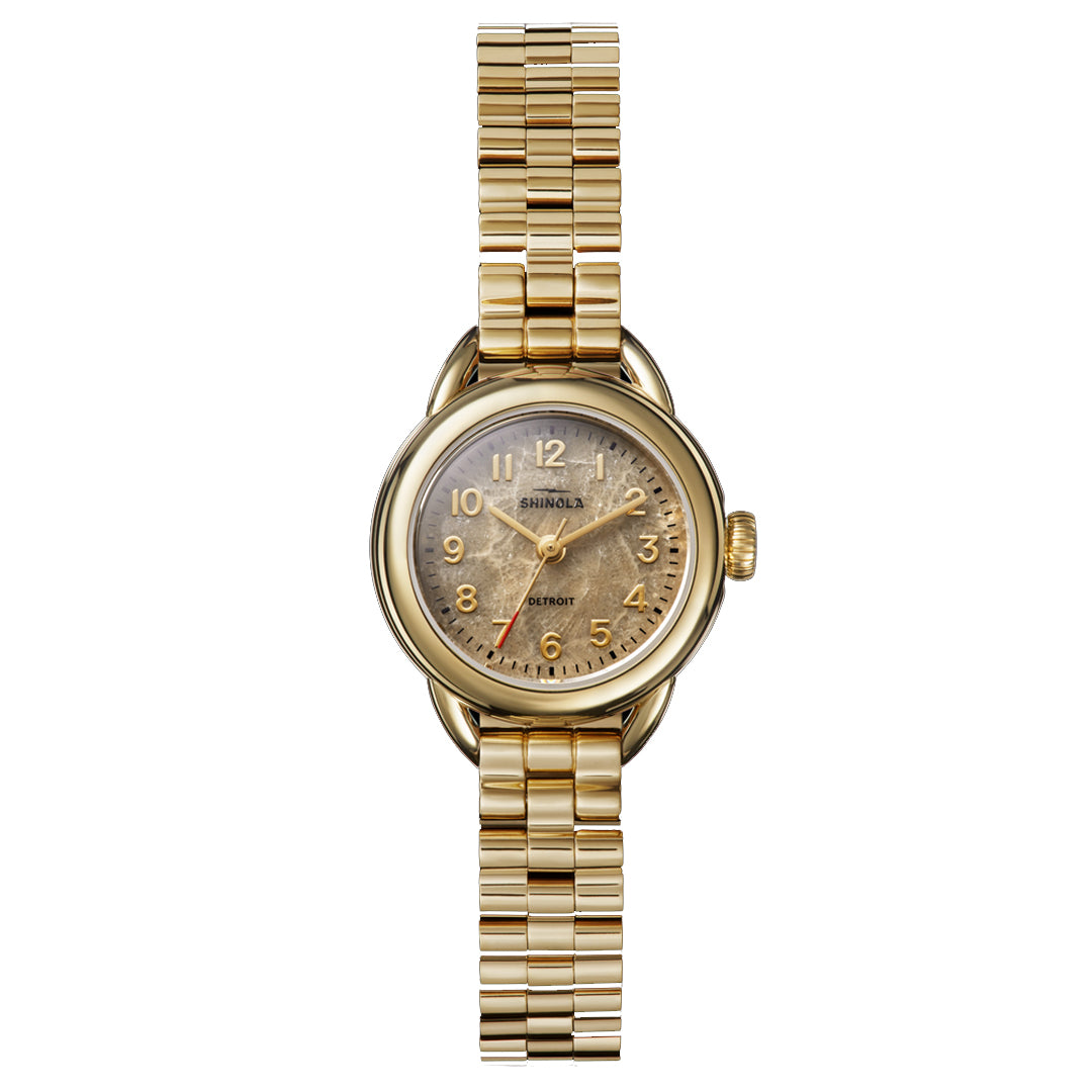 Shinola 25MM Runabout Petosky Dial PVD Gold Watch