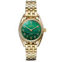 Shinola 30MM Derby Malachite Green Dial Gold Stainless Steel Case Watch - NAGI