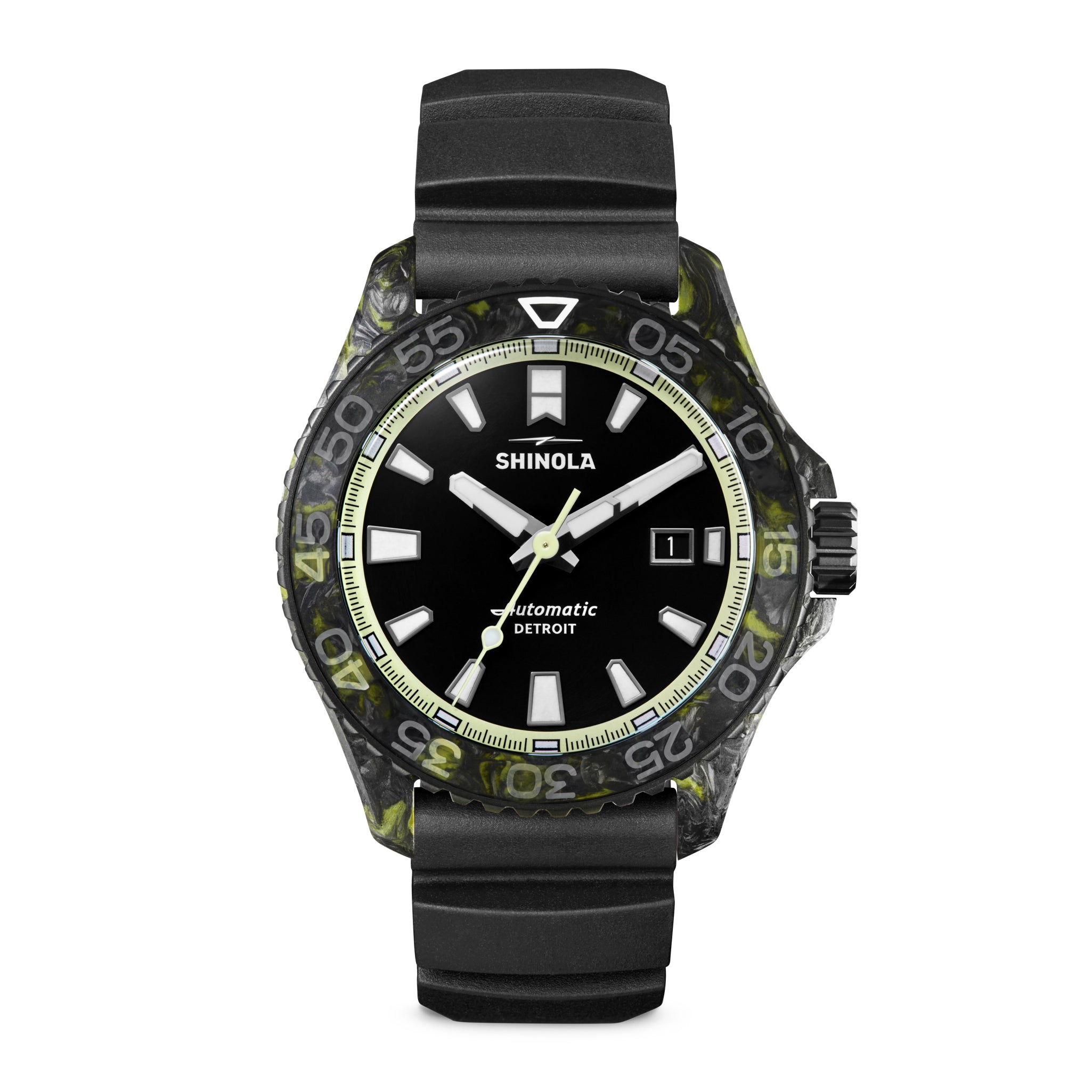 Shinola 45mm Forged Carbon Monster Watch Glow Dark Limited