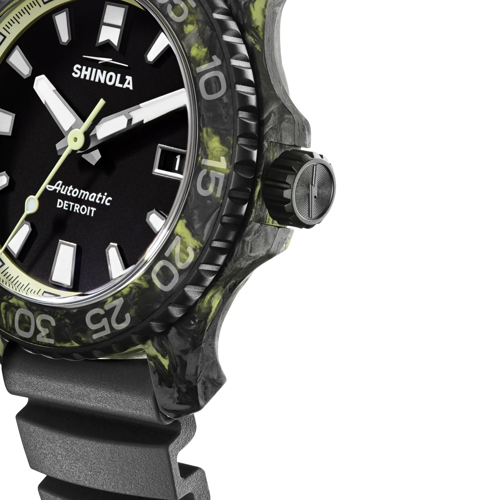 Shinola 45mm Forged Carbon Monster Watch Glow Dark Limited