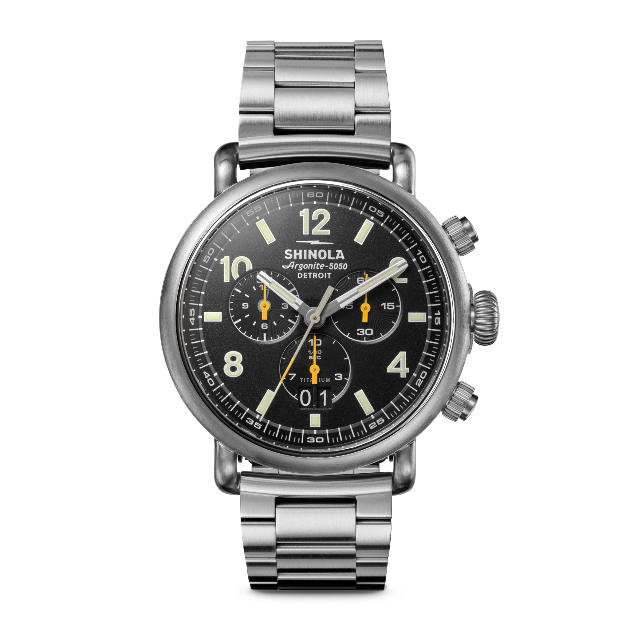 Shinola Runwell Titanium Chronograph West Wind Watch Gift Set with Additional Strap