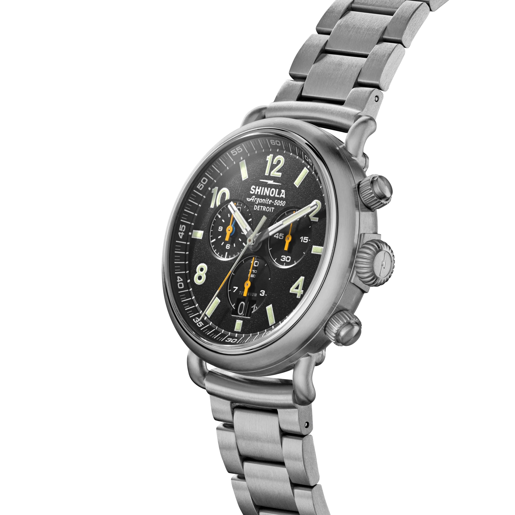 Shinola Runwell Titanium Chronograph West Wind Watch Gift Set with Additional Strap