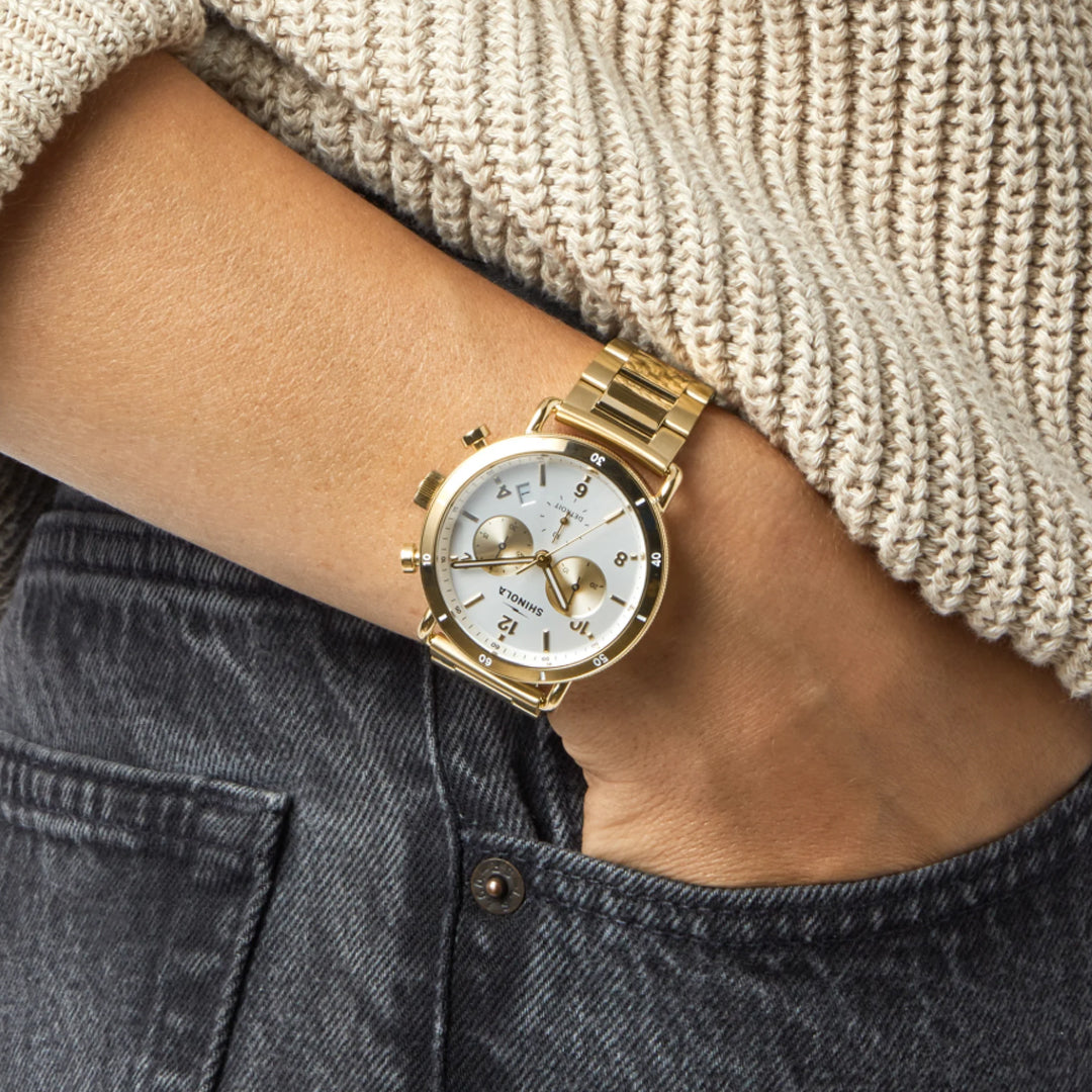Shinola 40MM Limited Edition Canfield Sport Chronograph PVD Gold Watch