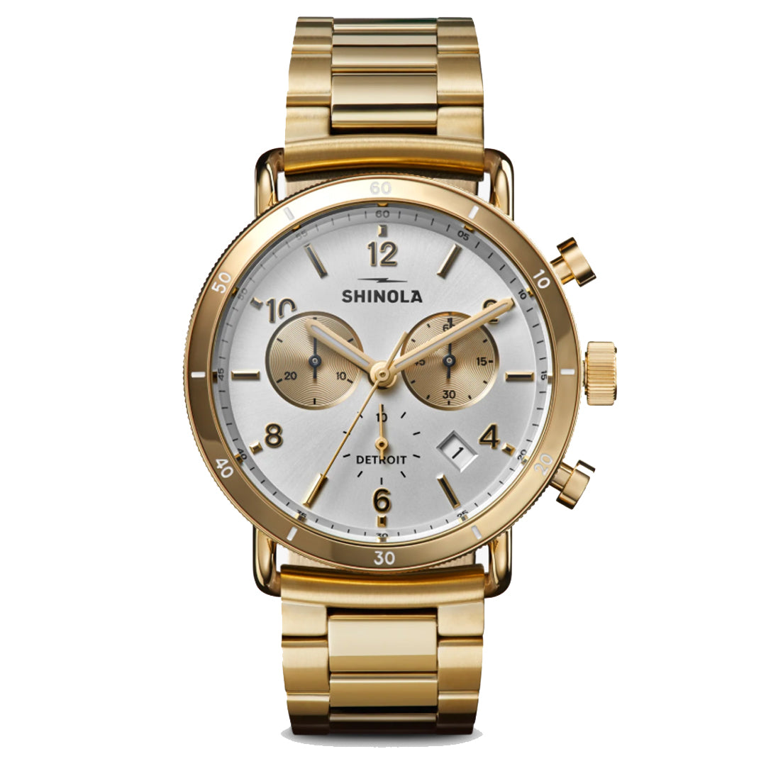 Shinola 40MM Limited Edition Canfield Sport Chronograph PVD Gold Watch