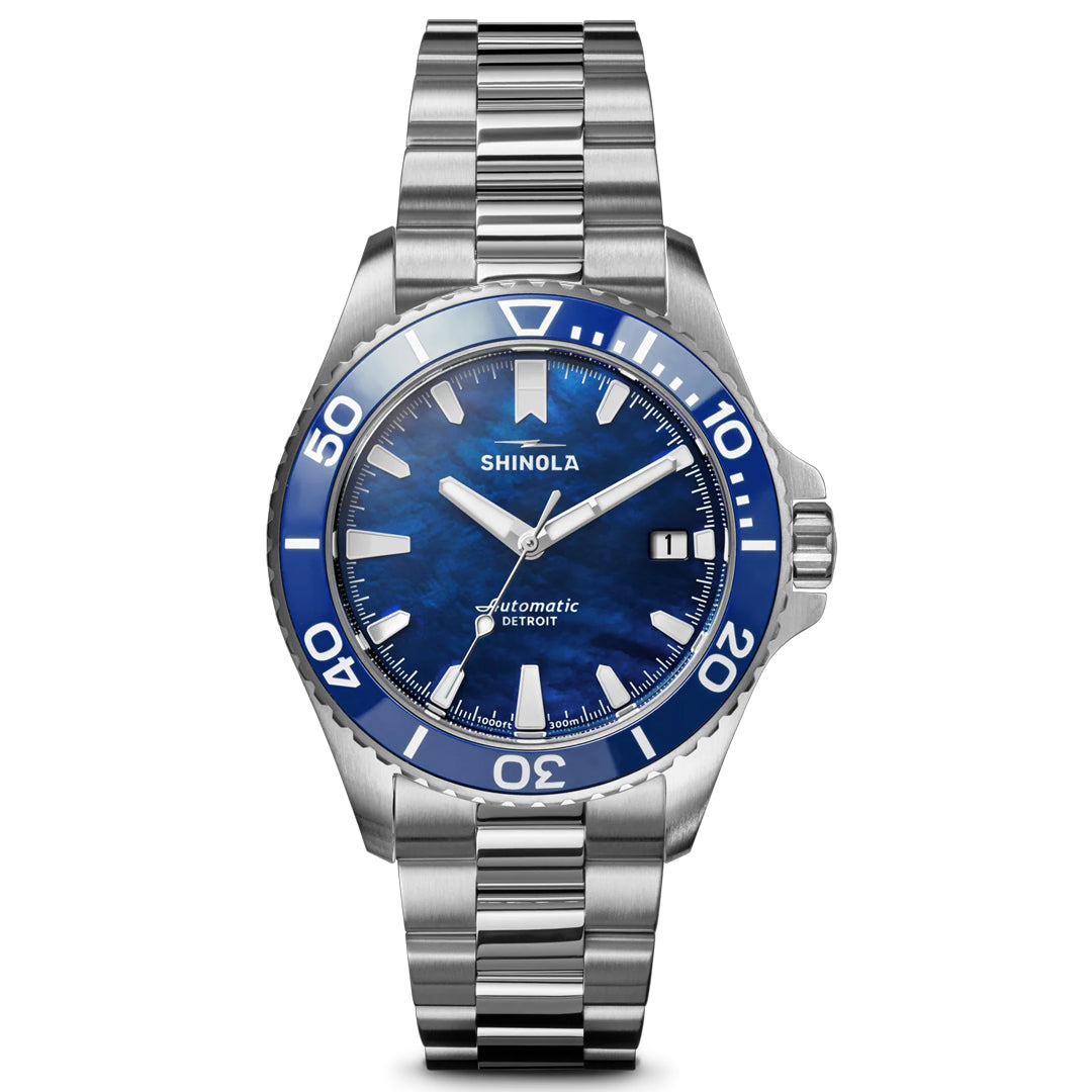Shinola Lake Michigan Monster 39MM Automatic Blue Mother of Pearl Dial Watch