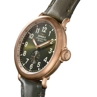 Shinola Runwell 43MM Dark Green Olive Dial and Strap Bronze Case Quartz Watch