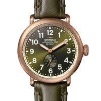 Shinola Runwell 43MM Dark Green Olive Dial and Strap Bronze Case Quartz Watch