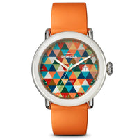 Shinola Detrola 41MM Quartz Multi-Colored Warm Color Theory Dial Orange Strap Watch